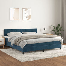 Carica l&#39;immagine nel visualizzatore di Gallery, Letto Matrimoniale (con Materasso) 160x200 cm in Velluto Blu Scuro