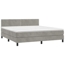 Carica l&#39;immagine nel visualizzatore di Gallery, Letto Matrimoniale (con Materasso) Grigio Chiaro 160x200cm Velluto