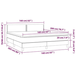 Letto Matrimoniale (con Materasso) Grigio Chiaro 160x200cm Velluto