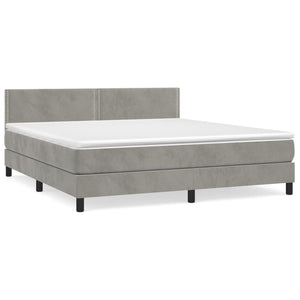 Letto Matrimoniale (con Materasso) Grigio Chiaro 180x200cm Velluto
