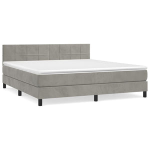 Letto Matrimoniale (con Materasso) Grigio Chiaro 180x200cm Velluto
