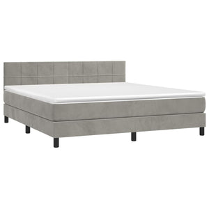 Letto Matrimoniale (con Materasso) Grigio Chiaro 180x200cm Velluto