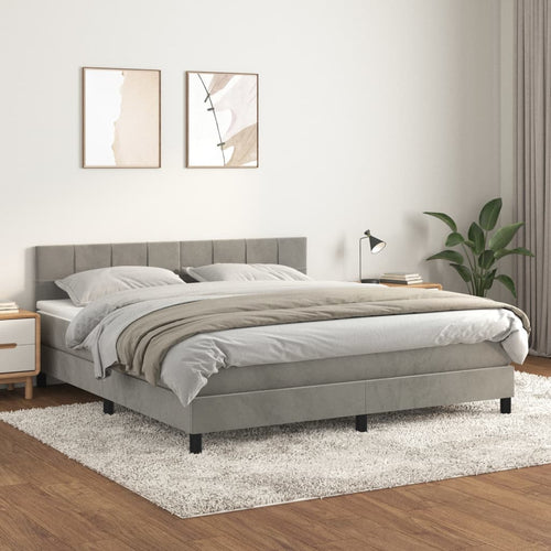Letto Matrimoniale (con Materasso) Grigio Chiaro 180x200cm Velluto
