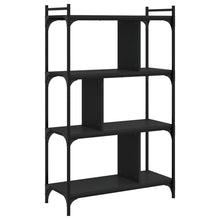 Charger l&#39;image dans la galerie, Libreria Nera 4 Ripiani 76x32x123 cm Legno Multistrato