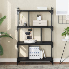 Charger l&#39;image dans la galerie, Libreria Nera 4 Ripiani 76x32x123 cm Legno Multistrato