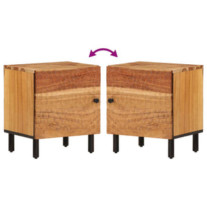 Comodini 2pz con Anta 40x33x46 cm in Legno Massello di Acacia