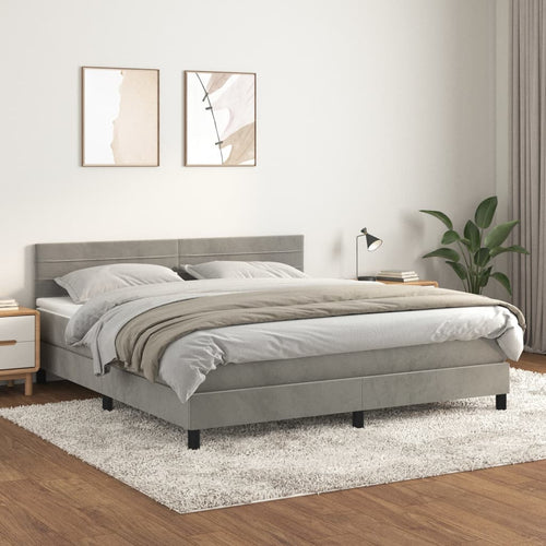 Letto Matrimoniale (con Materasso) Grigio Chiaro 180x200cm Velluto