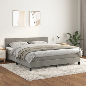 Letto Matrimoniale (con Materasso) Grigio Chiaro 180x200cm Velluto