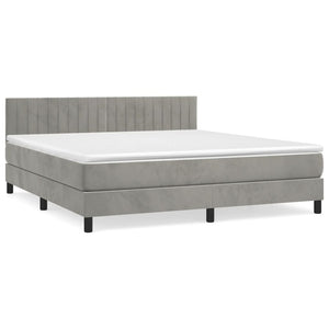 Letto Matrimoniale (con Materasso) Grigio Chiaro 180x200cm Velluto