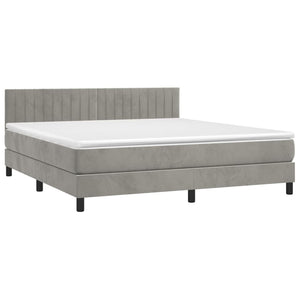 Letto Matrimoniale (con Materasso) Grigio Chiaro 180x200cm Velluto