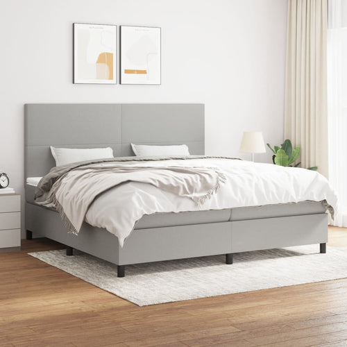 Letto Matrimoniale (con Materasso) Grigio Chiaro 200x200cm Tessuto