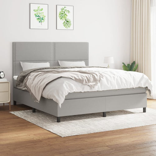 Letto Matrimoniale (con Materasso) Grigio Chiaro160x200 cm Tessuto