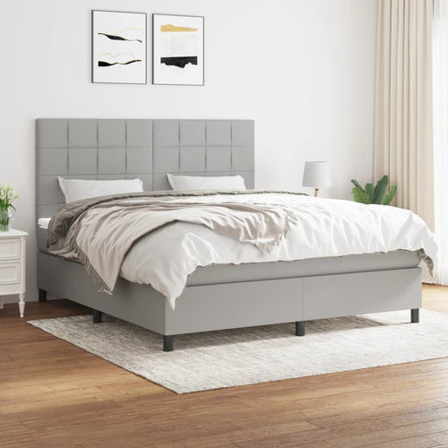 Letto Matrimoniale (con Materasso) Grigio Chiaro160x200 cm Tessuto