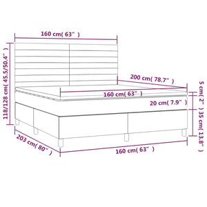 Letto Matrimoniale (con Materasso) Grigio Chiaro160x200 cm Tessuto