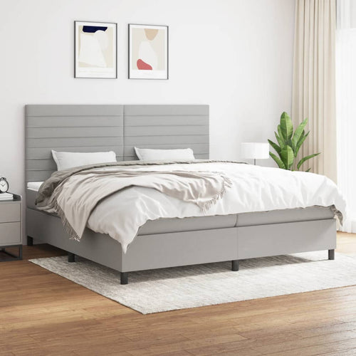 Letto Matrimoniale (con Materasso) Grigio Chiaro 200x200cm Tessuto