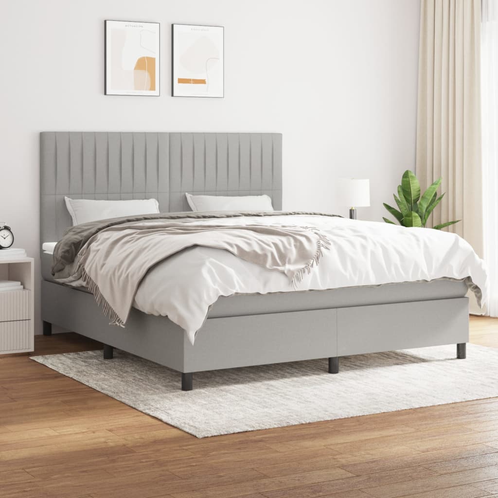 Letto Matrimoniale (con Materasso) Grigio Chiaro160x200 cm Tessuto
