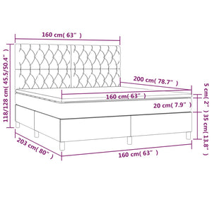 Letto Matrimoniale (con Materasso) Grigio Chiaro160x200 cm Tessuto