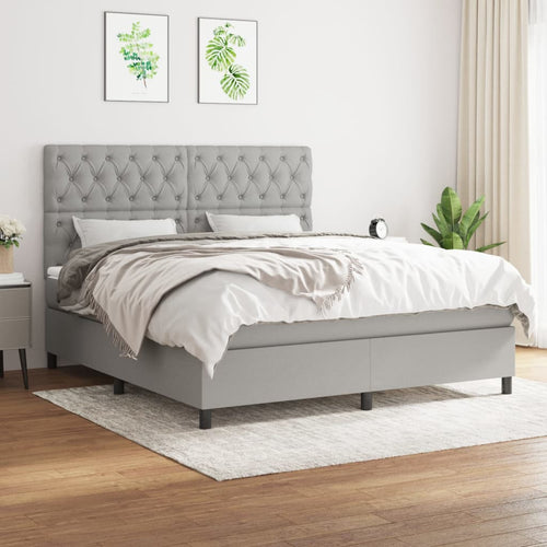 Letto Matrimoniale (con Materasso) Grigio Chiaro160x200 cm Tessuto