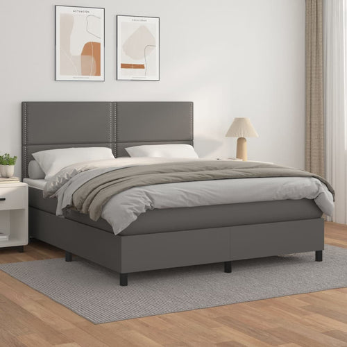 Letto Matrimoniale (con Materasso) Grigio 180x200 cm in Similpelle