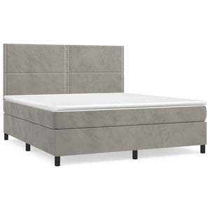 Letto Matrimoniale (con Materasso) Grigio Chiaro 180x200cm Velluto