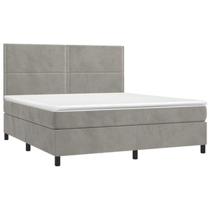 Letto Matrimoniale (con Materasso) Grigio Chiaro 180x200cm Velluto