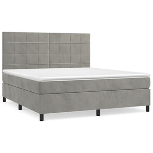 Letto Matrimoniale (con Materasso) Grigio Chiaro 180x200cm Velluto
