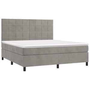 Letto Matrimoniale (con Materasso) Grigio Chiaro 180x200cm Velluto
