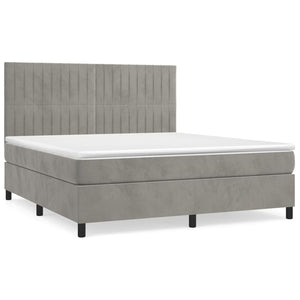 Letto Matrimoniale (con Materasso) Grigio Chiaro 160x200cm Velluto