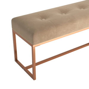 Panca Ottomana Beige 110x36x45 cm in Velluto
