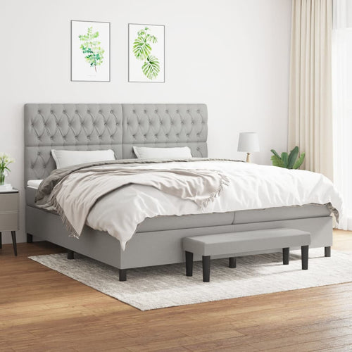 Letto Matrimoniale (con Materasso) Grigio Chiaro 200x200cm Tessuto