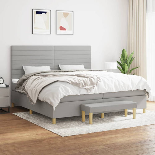 Letto Matrimoniale (con Materasso) Grigio Chiaro 200x200cm Tessuto