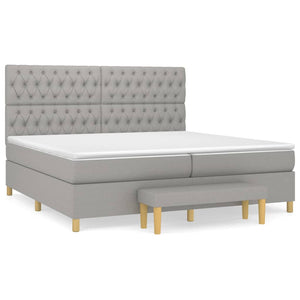 Letto Matrimoniale (con Materasso) Grigio Chiaro 200x200cm Tessuto