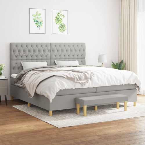 Letto Matrimoniale (con Materasso) Grigio Chiaro 200x200cm Tessuto