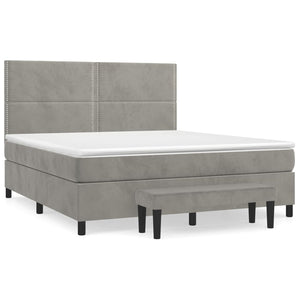 Letto Matrimoniale (con Materasso) Grigio Chiaro 180x200cm Velluto
