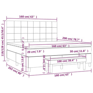 Letto Matrimoniale (con Materasso) Grigio Chiaro 160x200cm Velluto