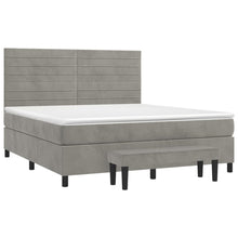 Carica l&#39;immagine nel visualizzatore di Gallery, Letto Matrimoniale (con Materasso) Grigio Chiaro 180x200cm Velluto