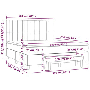 Letto Matrimoniale (con Materasso) Grigio Chiaro 160x200cm Velluto