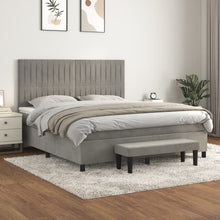 Carica l&#39;immagine nel visualizzatore di Gallery, Letto Matrimoniale (con Materasso) Grigio Chiaro 160x200cm Velluto
