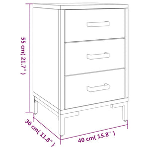 Comodini 2 pz Neri 40x30x55 cm in Legno Massello di Pino