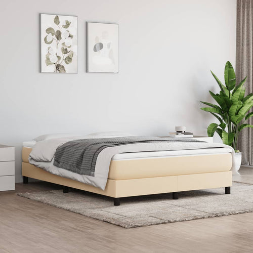 Letto Matrimoniale (con Materasso) Crema 160x200 cm in Tessuto