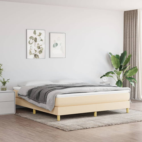 Letto Matrimoniale (con Materasso) Crema 180x200 cm in Tessuto