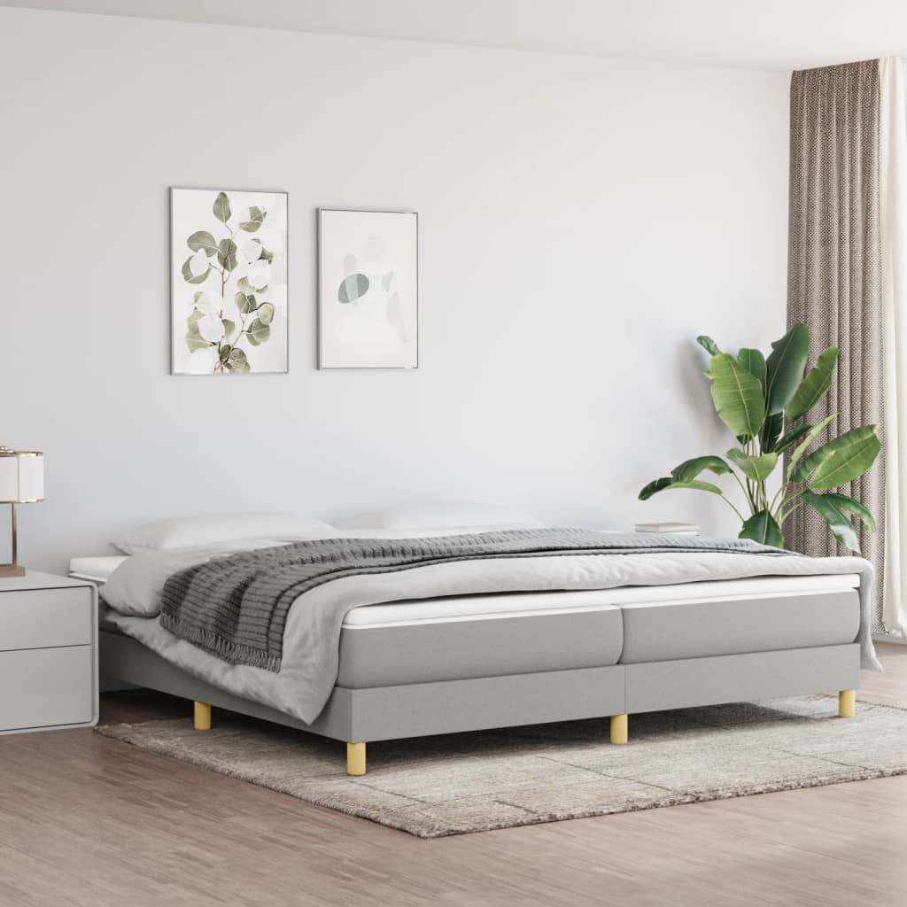 Letto Matrimoniale (con Materasso) Grigio Chiaro 200x200cm Tessuto