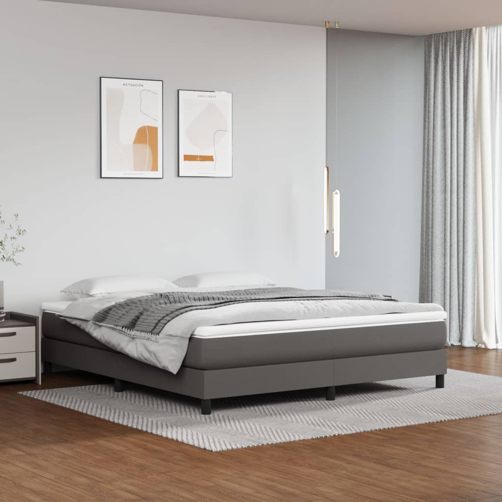 Letto Matrimoniale (con Materasso) Grigio 160x200 cm in Similpelle