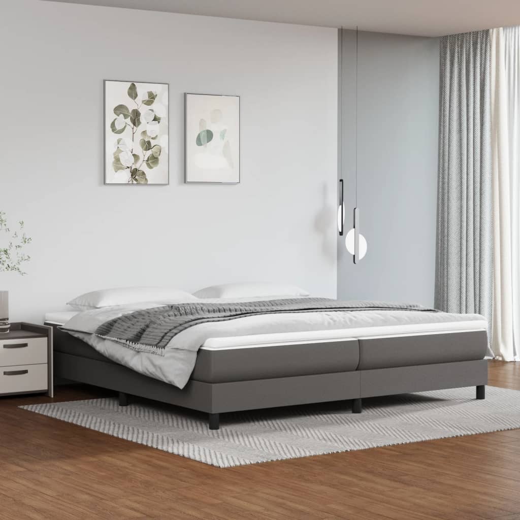 Letto Matrimoniale (con Materasso) Grigio 200x200 cm in Similpelle