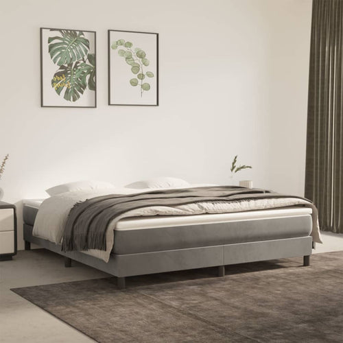 Letto Matrimoniale (con Materasso) Grigio Chiaro 180x200cm Velluto