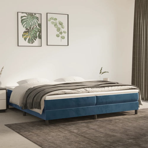 Letto Matrimoniale (con Materasso) Blu Scuro 200x200 cm in Velluto