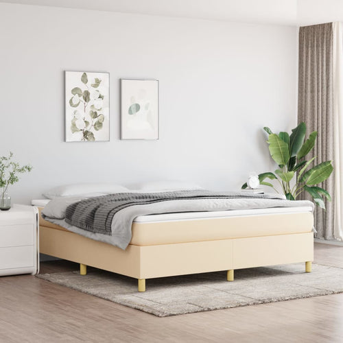 Letto Matrimoniale (con Materasso) Crema 180x200 cm in Tessuto