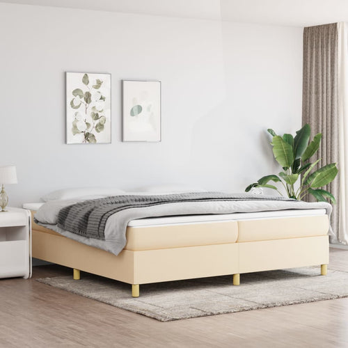 Letto Matrimoniale (con Materasso) Crema 200x200 cm in Tessuto