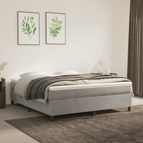 Letto Matrimoniale (con Materasso) Grigio Chiaro 180x200cm Velluto