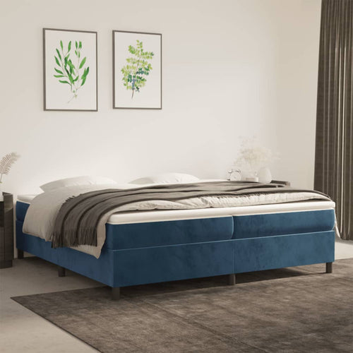 Letto Matrimoniale (con Materasso) Blu Scuro 200x200 cm in Velluto